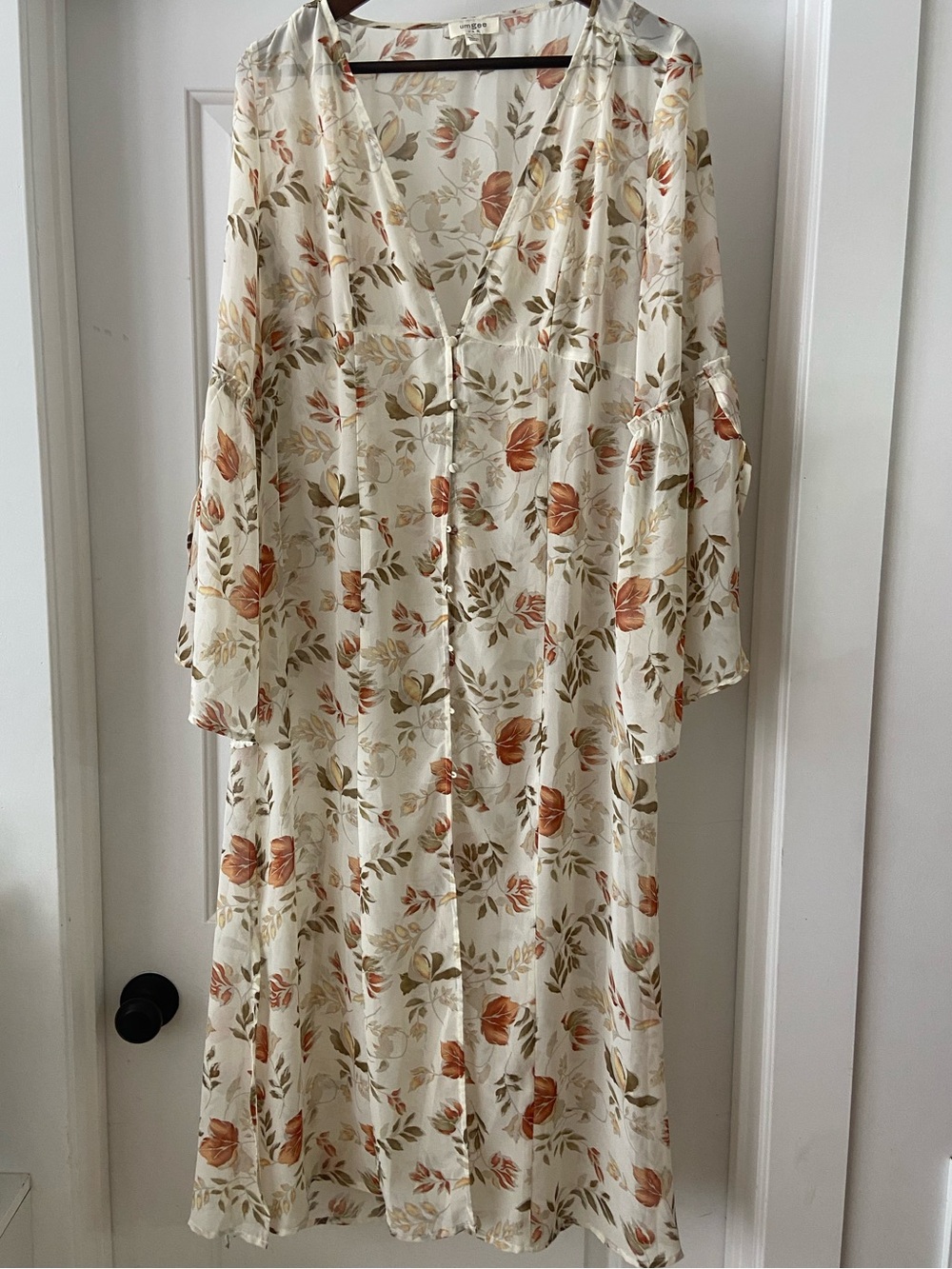 Umgee Cream Maxi Dress with Rust Floral Print